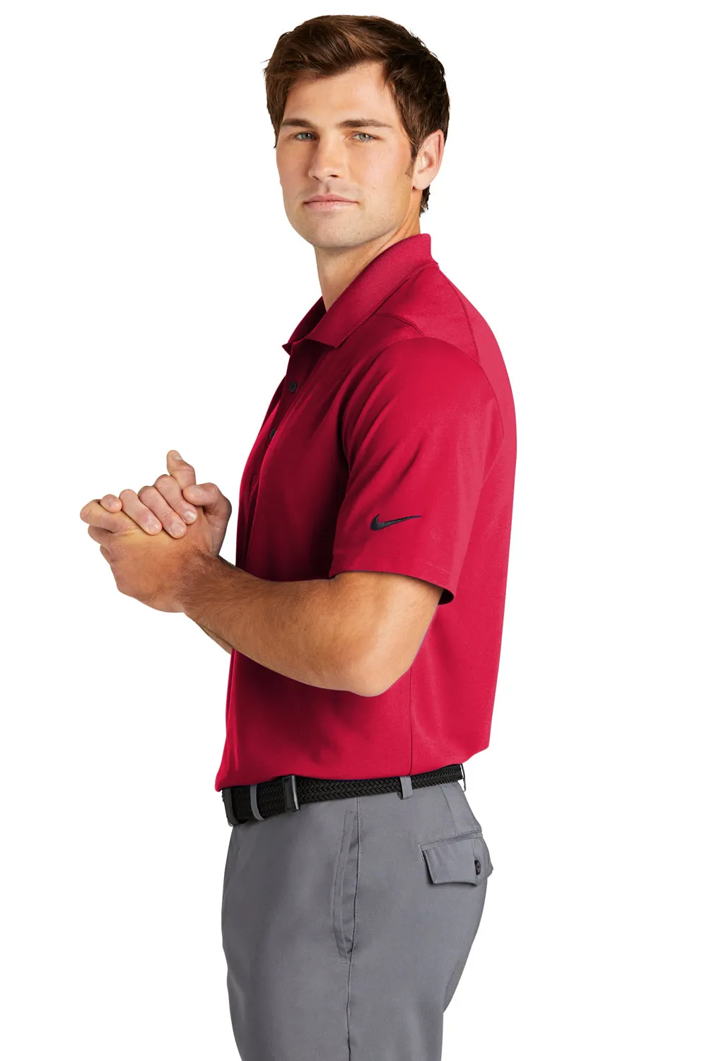 Nike Mens Dri-Fit Moisture Wicking Micro Pique 2.0 Short Sleeve Polo Shirt - University Red