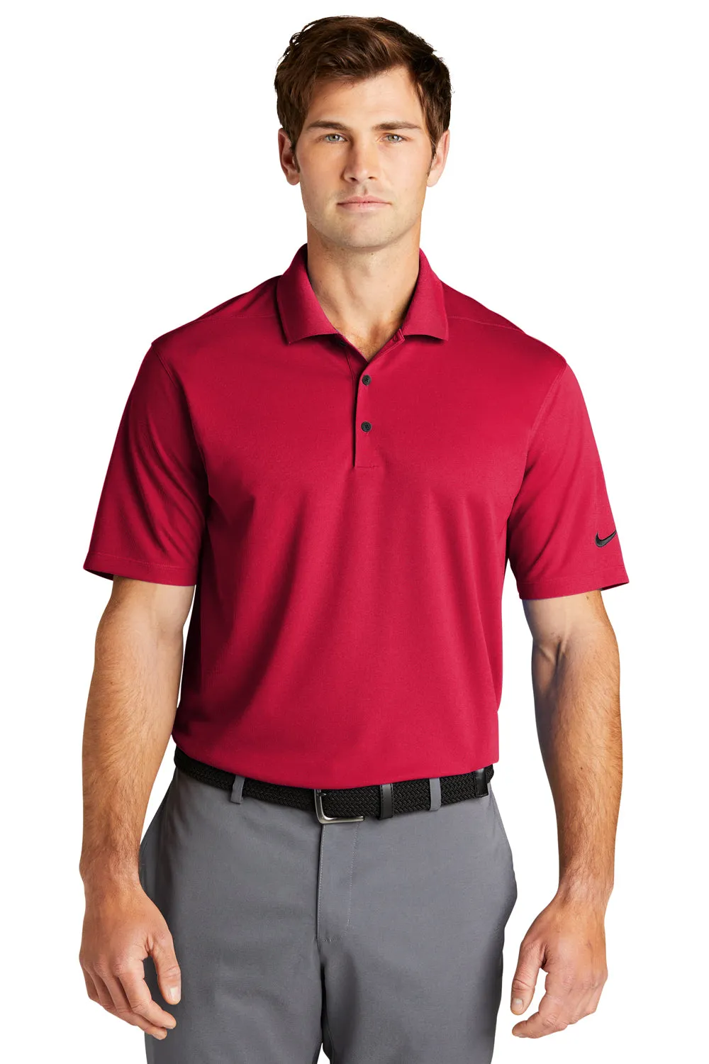 Nike Mens Dri-Fit Moisture Wicking Micro Pique 2.0 Short Sleeve Polo Shirt - University Red
