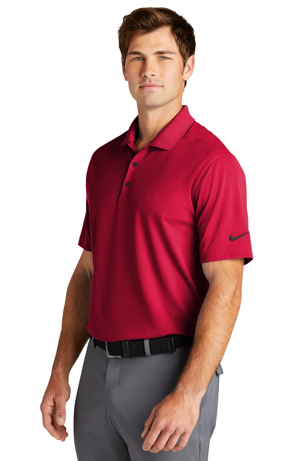 Nike Mens Dri-Fit Moisture Wicking Micro Pique 2.0 Short Sleeve Polo Shirt - University Red