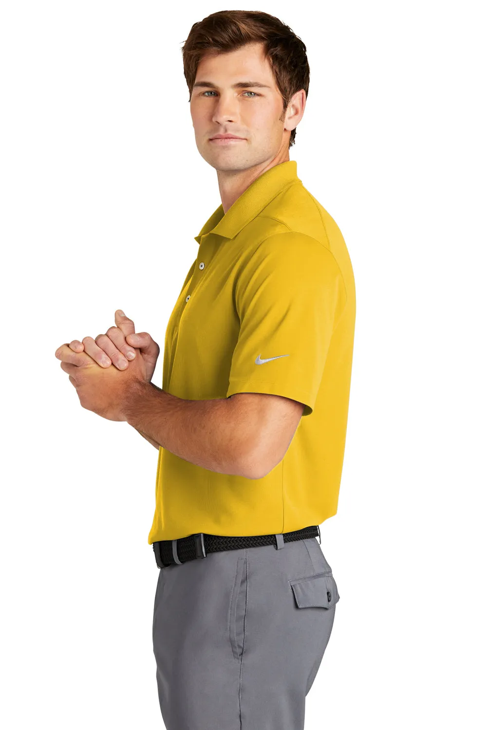 Nike Mens Dri-Fit Moisture Wicking Micro Pique 2.0 Short Sleeve Polo Shirt - Varsity Maize Yellow