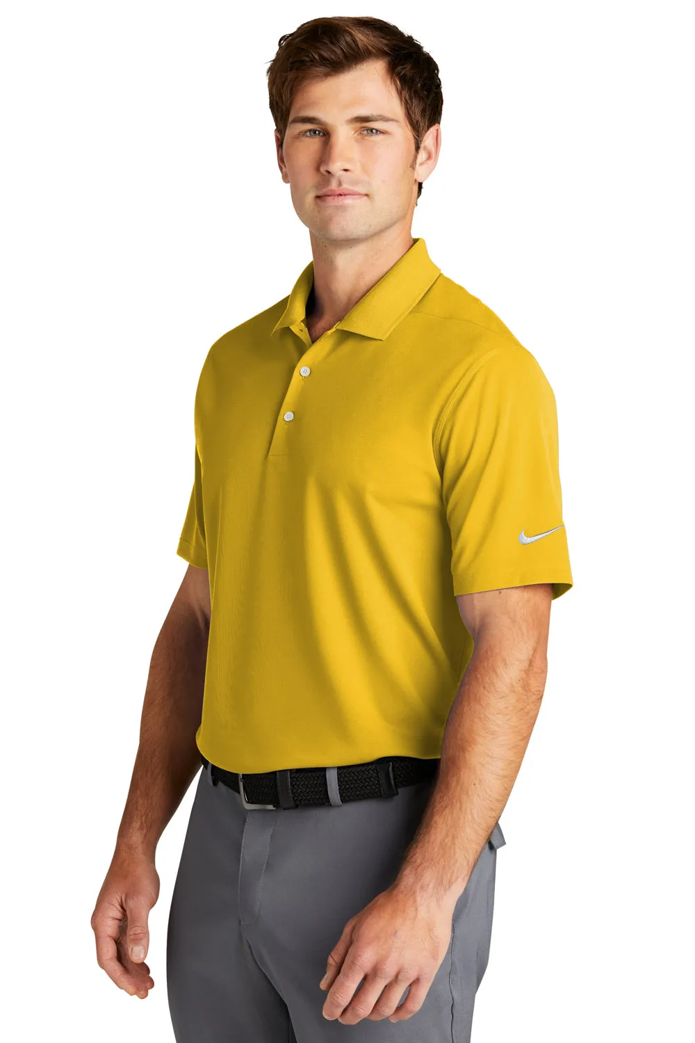 Nike Mens Dri-Fit Moisture Wicking Micro Pique 2.0 Short Sleeve Polo Shirt - Varsity Maize Yellow