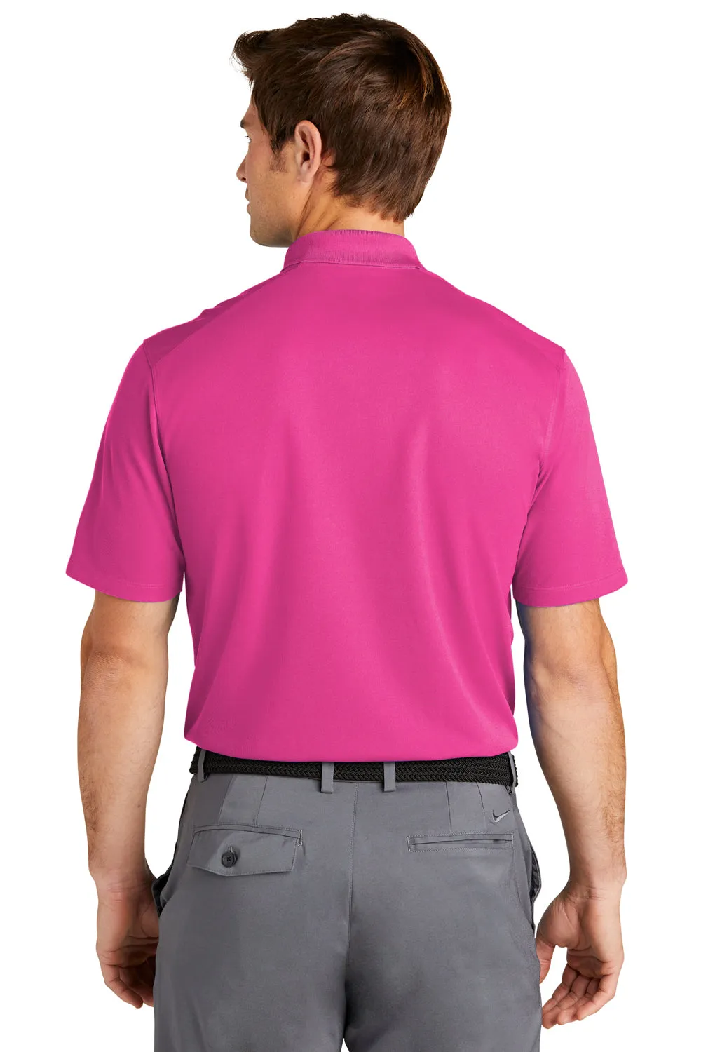 Nike Mens Dri-Fit Moisture Wicking Micro Pique 2.0 Short Sleeve Polo Shirt - Vivid Pink