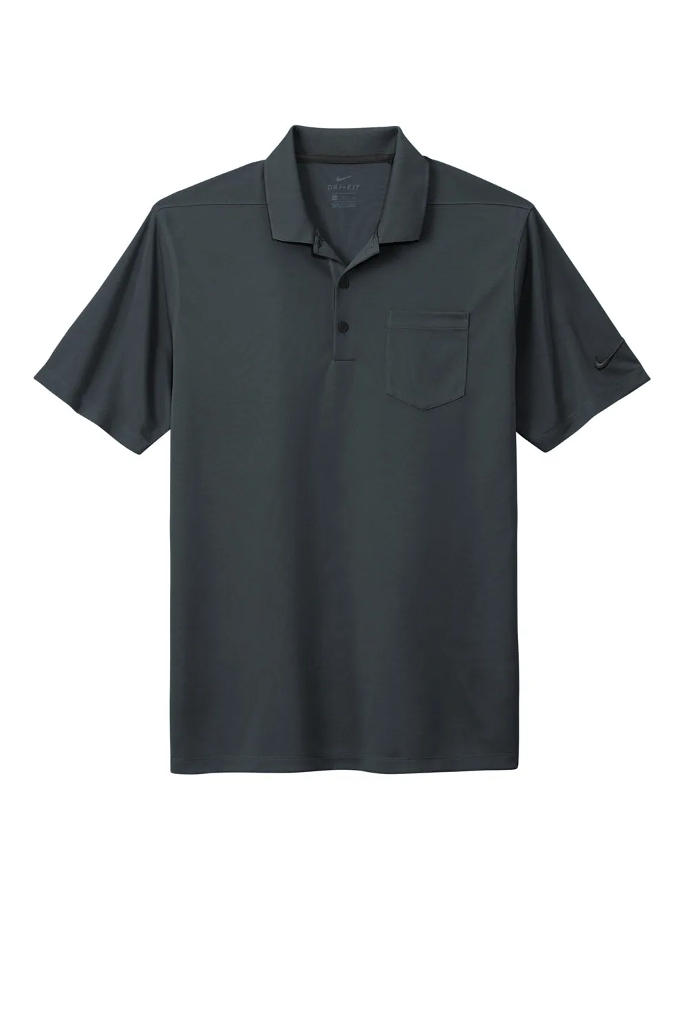 Nike Mens Dri-Fit Moisture Wicking Micro Pique 2.0 Short Sleeve Polo Shirt w/ Pocket - Anthracite Grey