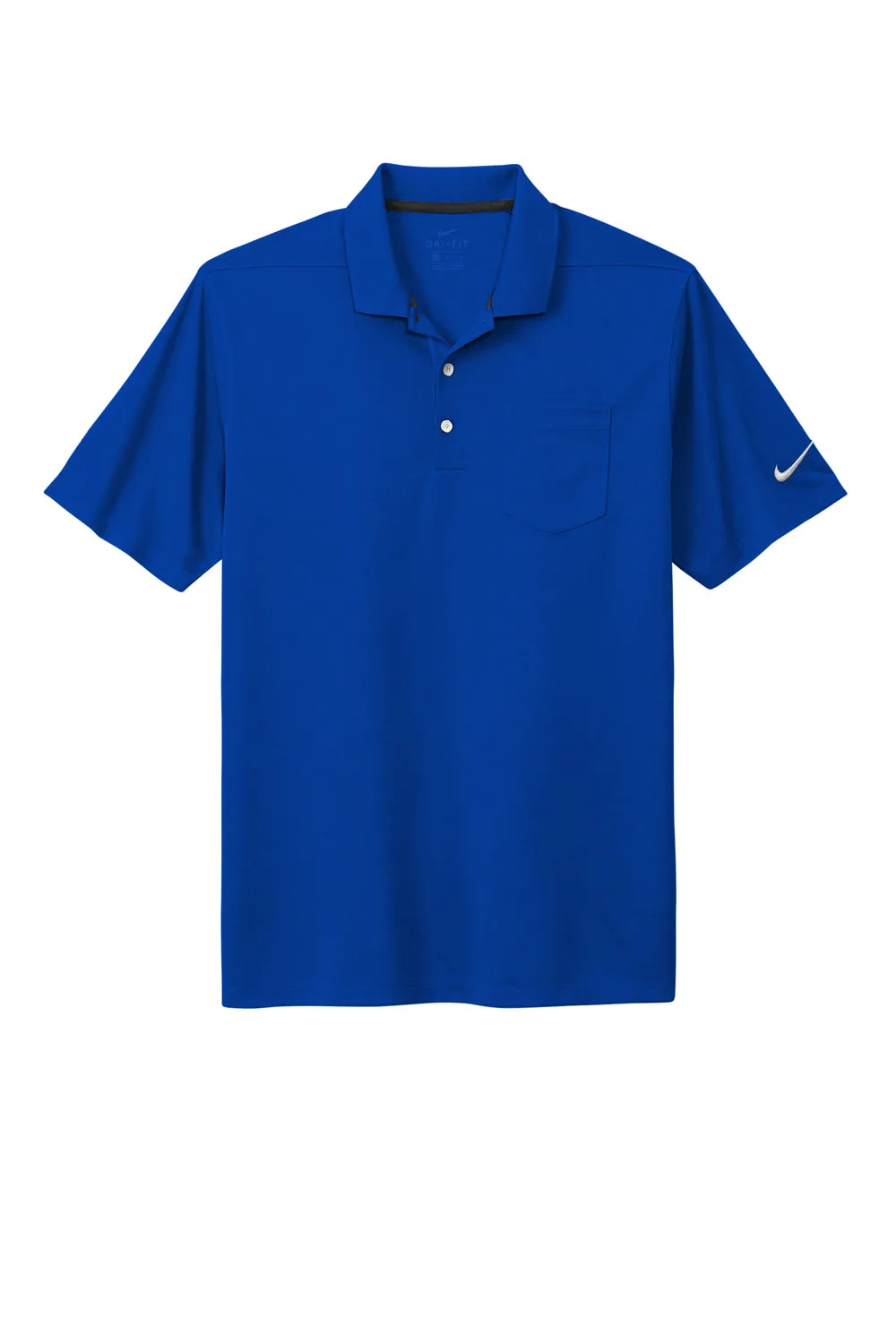 Nike Mens Dri-Fit Moisture Wicking Micro Pique 2.0 Short Sleeve Polo Shirt w/ Pocket - Game Royal Blue