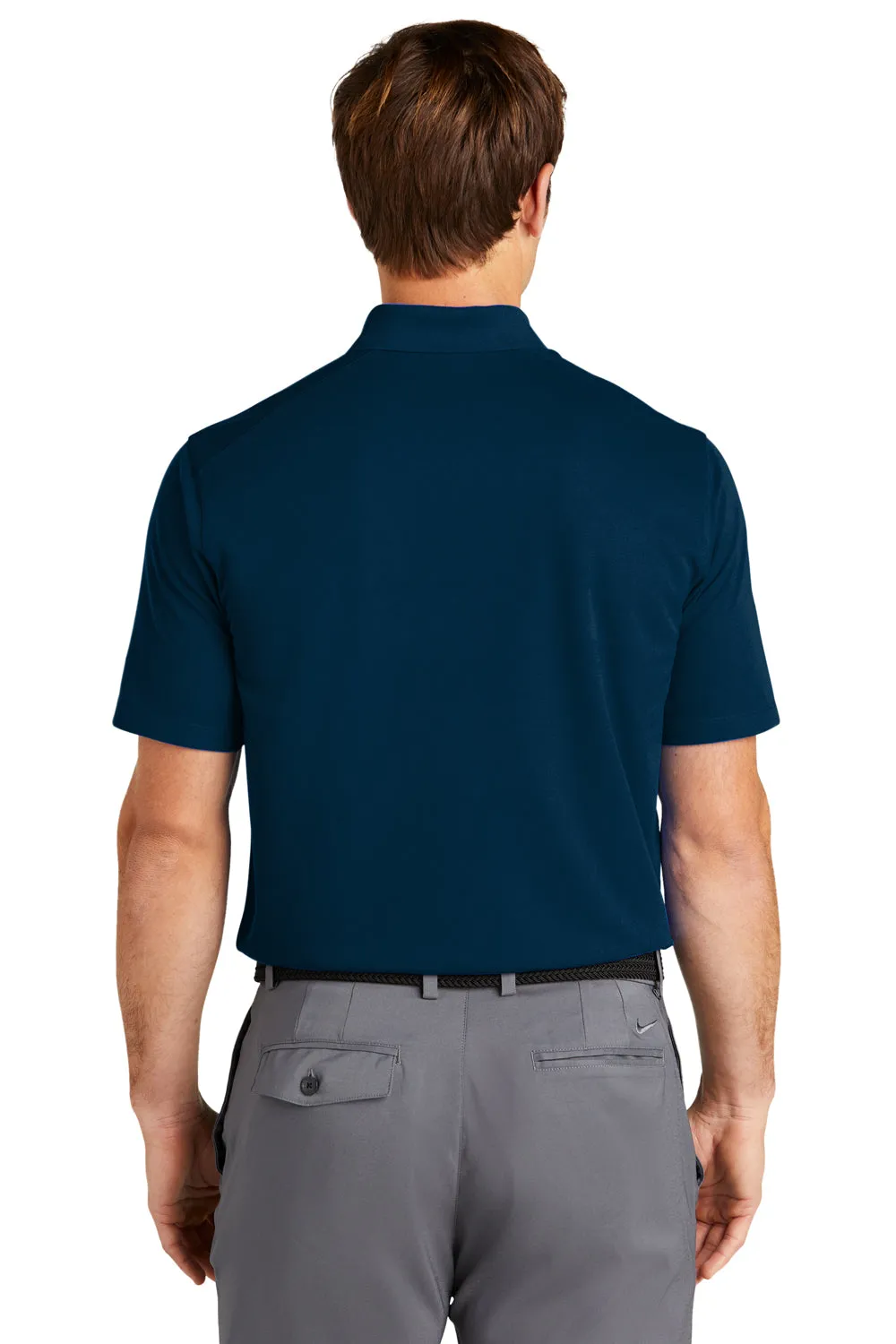 Nike Mens Dri-Fit Moisture Wicking Micro Pique 2.0 Short Sleeve Polo Shirt w/ Pocket - Navy Blue
