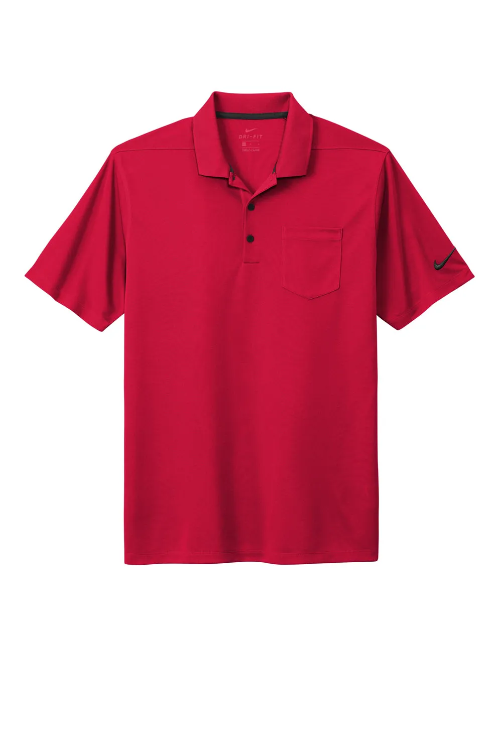 Nike Mens Dri-Fit Moisture Wicking Micro Pique 2.0 Short Sleeve Polo Shirt w/ Pocket - University Red