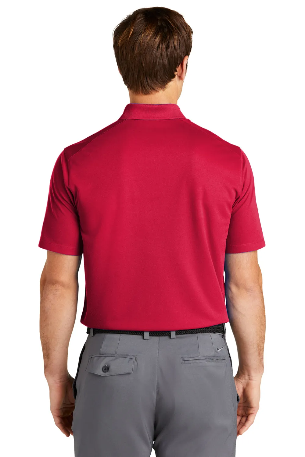 Nike Mens Dri-Fit Moisture Wicking Micro Pique 2.0 Short Sleeve Polo Shirt w/ Pocket - University Red