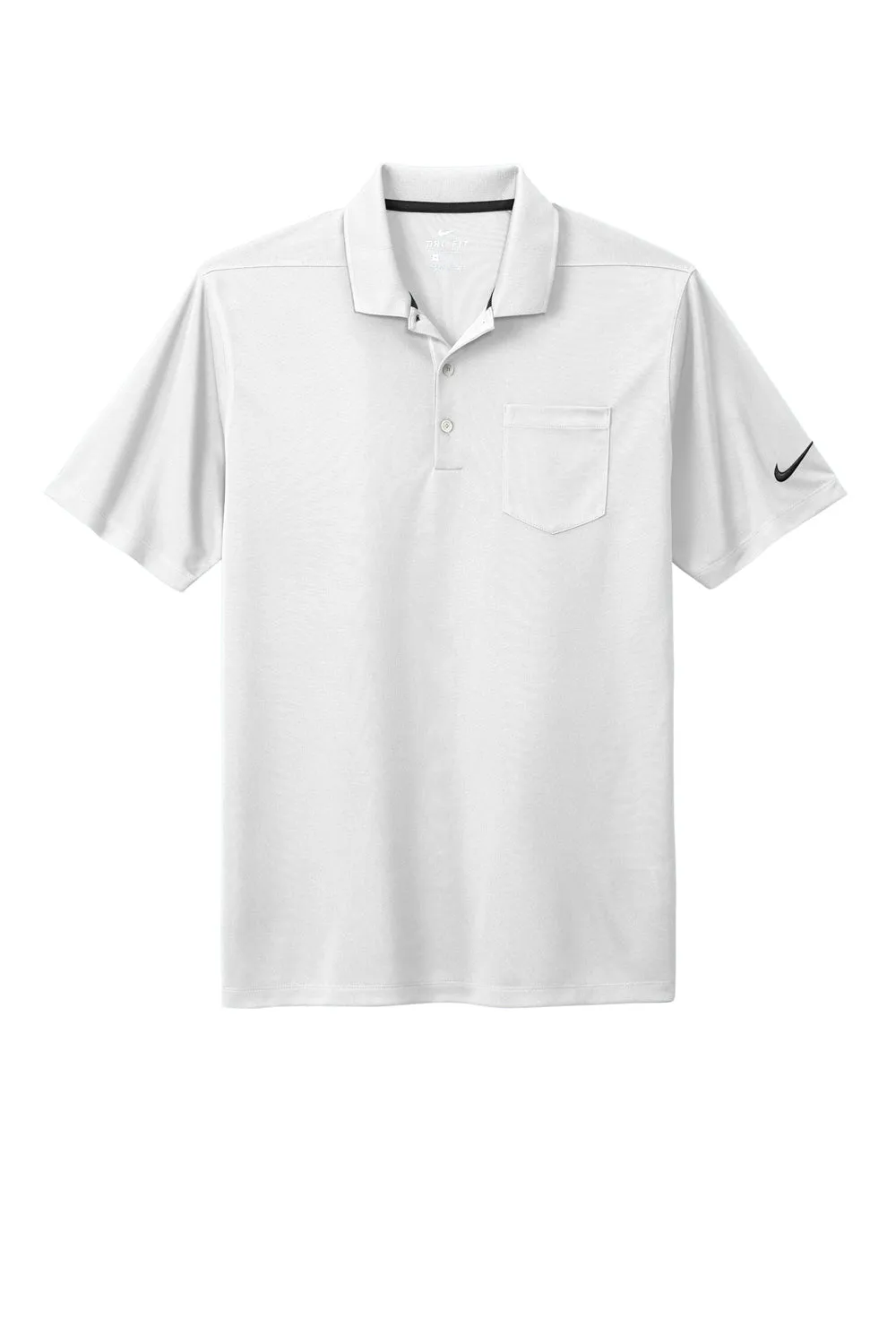 Nike Mens Dri-Fit Moisture Wicking Micro Pique 2.0 Short Sleeve Polo Shirt w/ Pocket - White