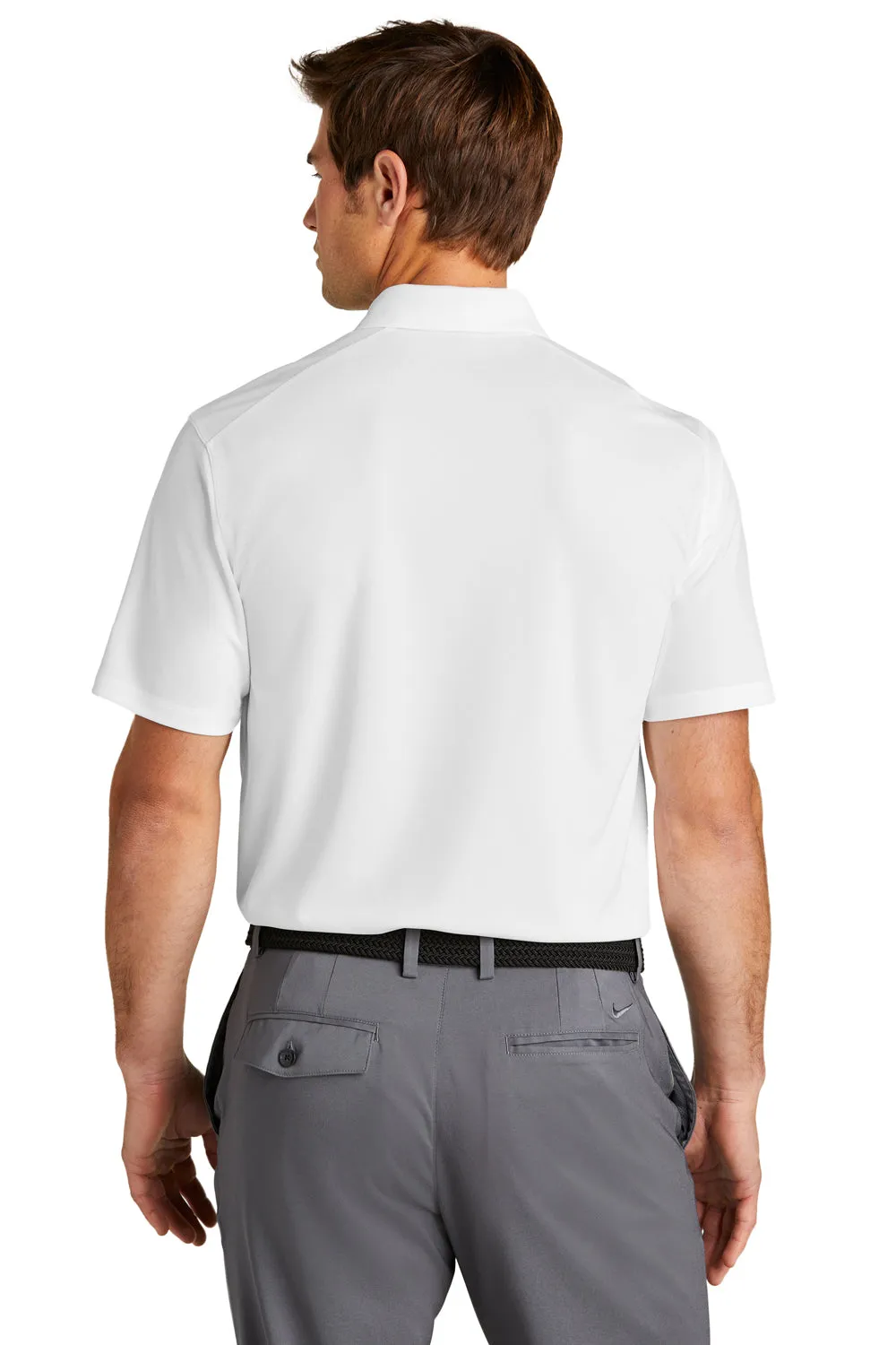 Nike Mens Dri-Fit Moisture Wicking Micro Pique 2.0 Short Sleeve Polo Shirt w/ Pocket - White