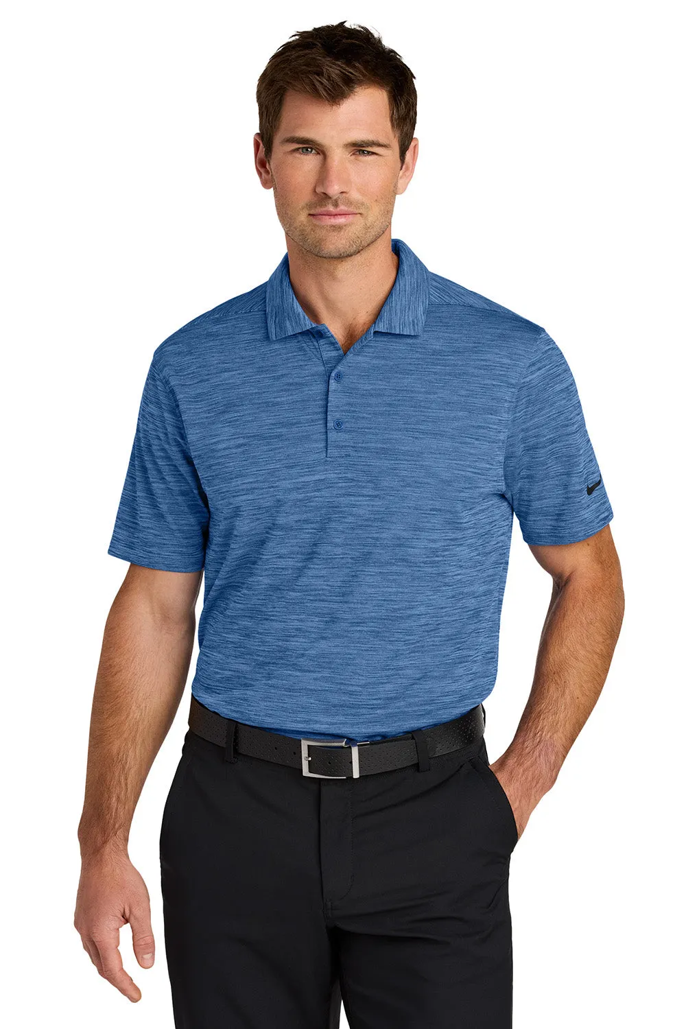 Nike Mens Dri-Fit Moisture Wicking Striated Short Sleeve Polo Shirt - Game Royal Blue