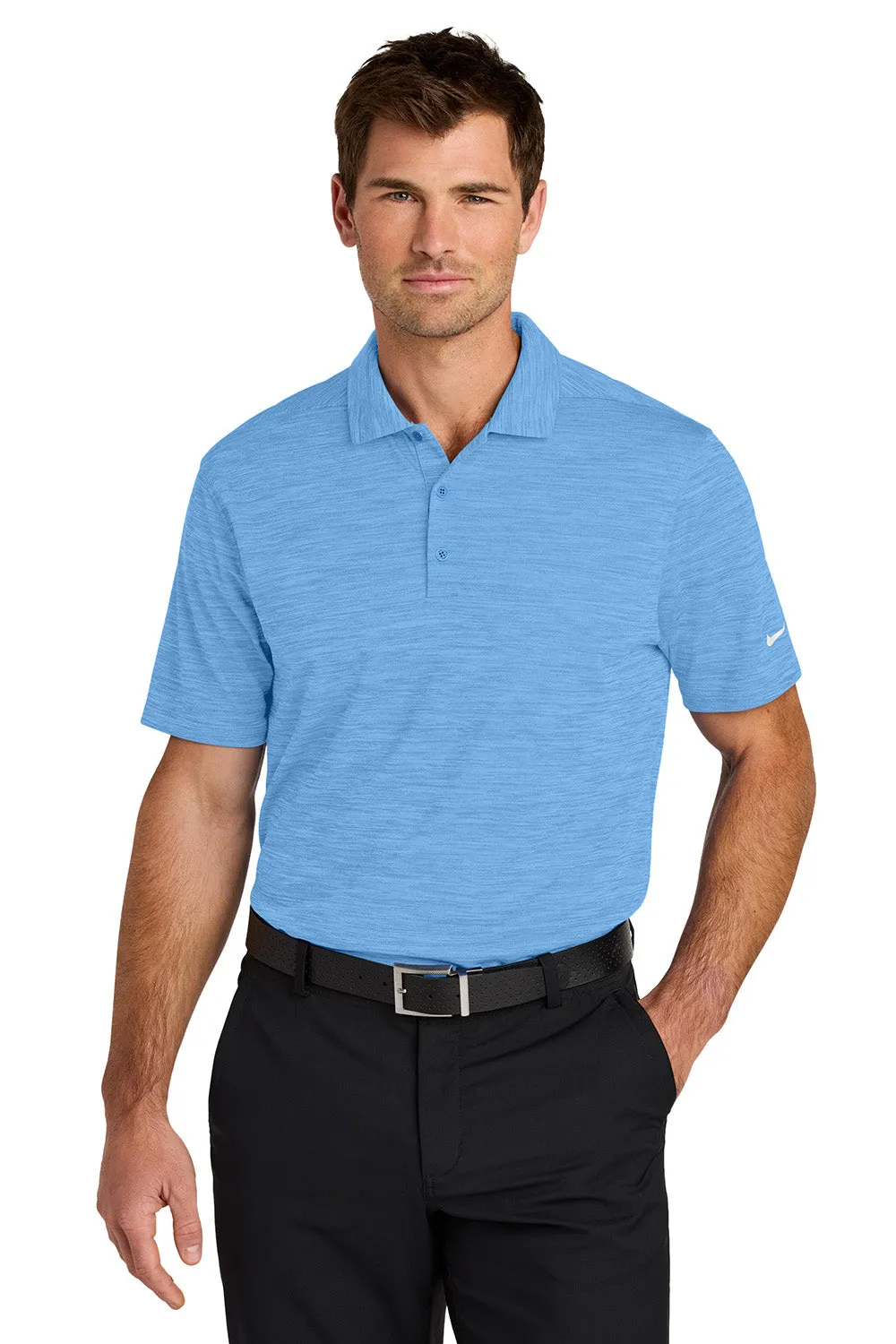 Nike Mens Dri-Fit Moisture Wicking Striated Short Sleeve Polo Shirt - University Blue