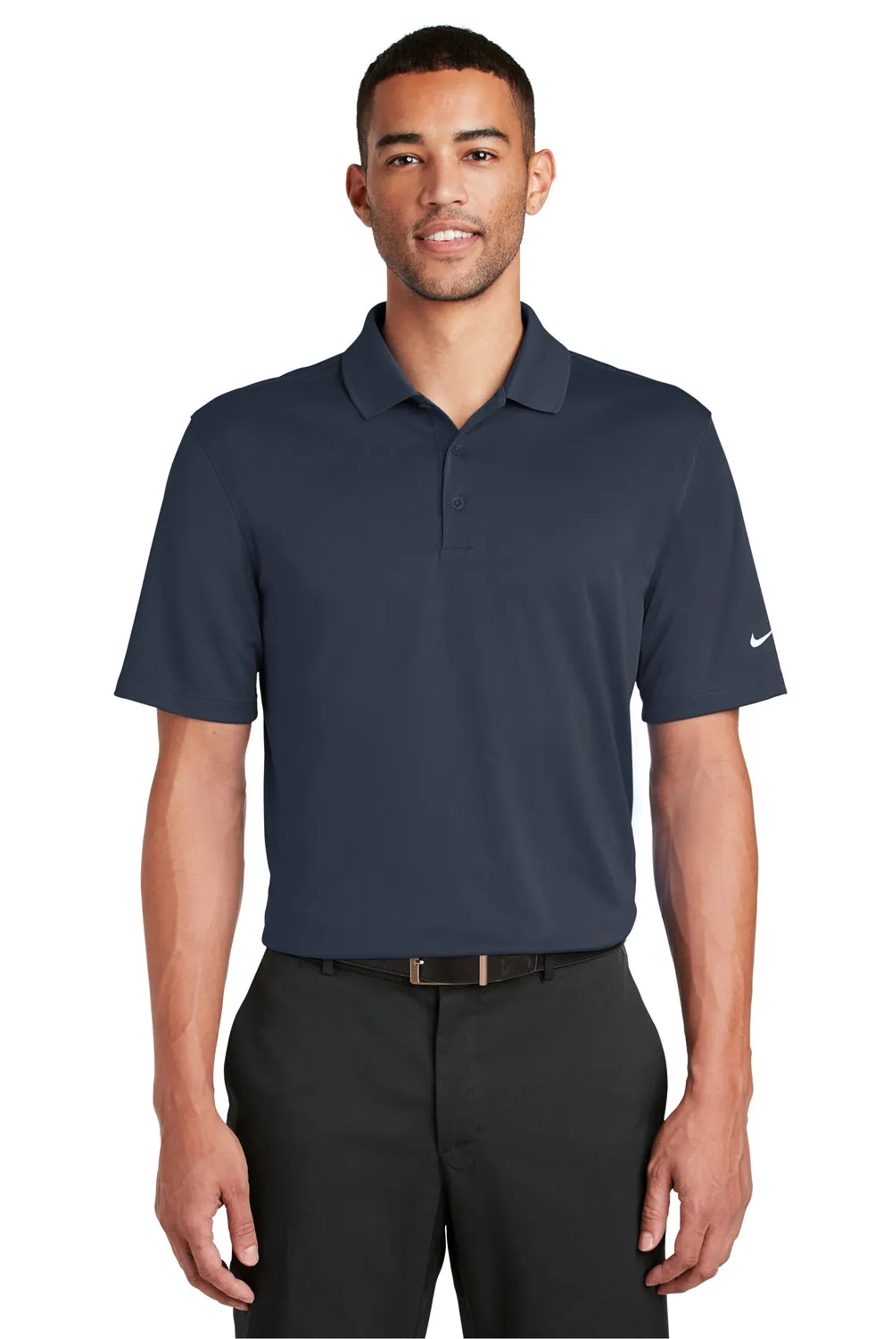 Nike Mens Players Dri-Fit Moisture Wicking Short Sleeve Polo Shirt - Navy Blue