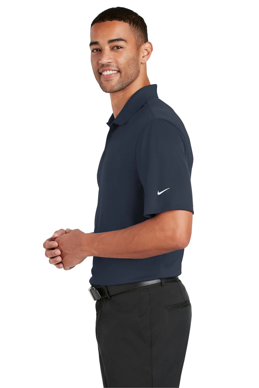 Nike Mens Players Dri-Fit Moisture Wicking Short Sleeve Polo Shirt - Navy Blue