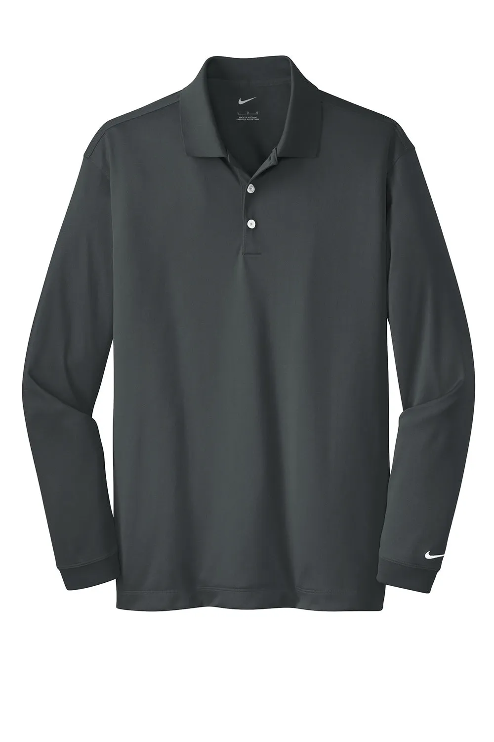 Nike Mens Stretch Tech Dri-Fit Moisture Wicking Long Sleeve Polo Shirt - Anthracite Grey