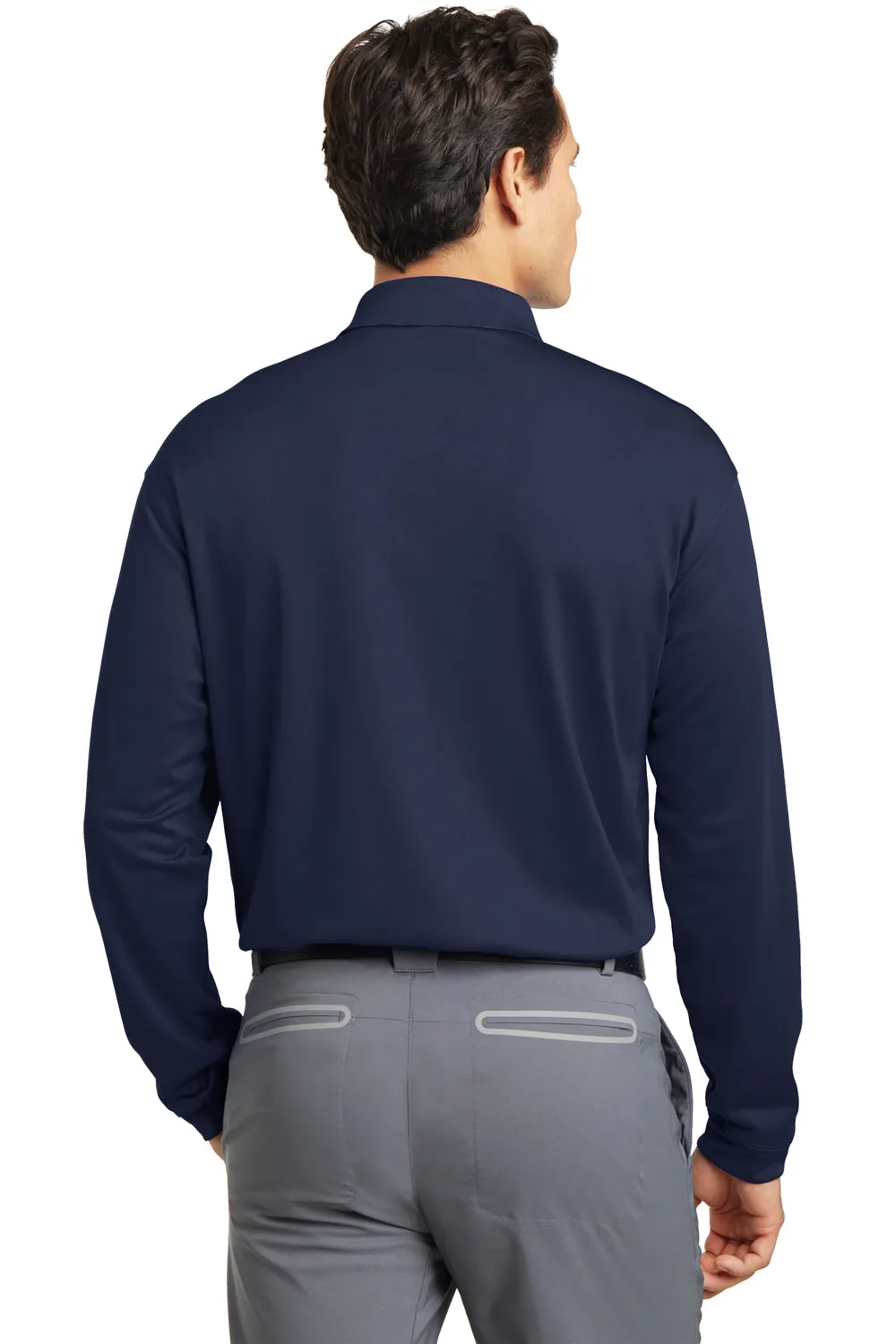 Nike Mens Stretch Tech Dri-Fit Moisture Wicking Long Sleeve Polo Shirt - Midnight Navy Blue