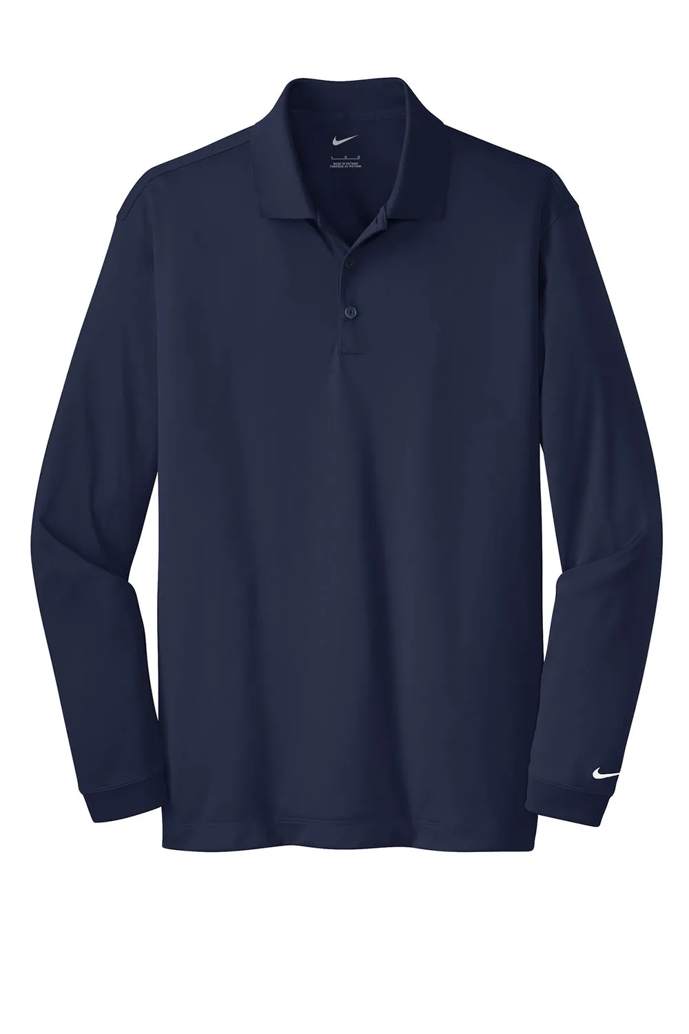 Nike Mens Stretch Tech Dri-Fit Moisture Wicking Long Sleeve Polo Shirt - Midnight Navy Blue