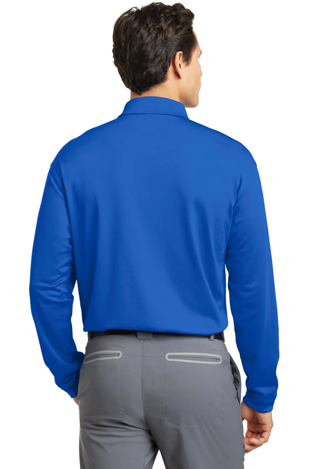 Nike Mens Stretch Tech Dri-Fit Moisture Wicking Long Sleeve Polo Shirt - Sapphire Blue