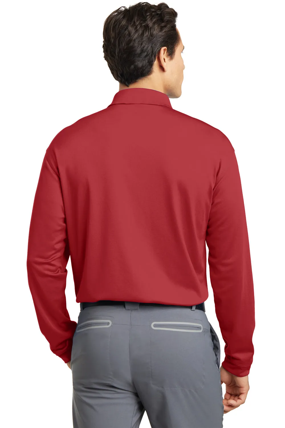 Nike Mens Stretch Tech Dri-Fit Moisture Wicking Long Sleeve Polo Shirt - Varsity Red