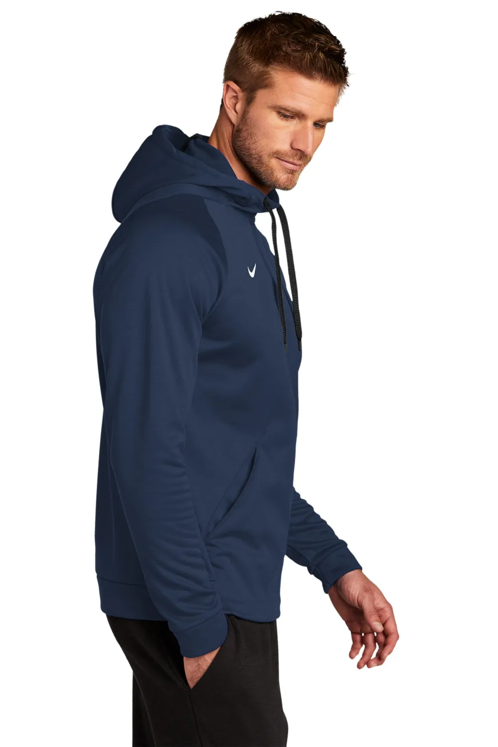 Nike Mens Therma-Fit Moisture Wicking Fleece Hooded Sweatshirt Hoodie w/ Pouch Pocket - Team Navy Blue