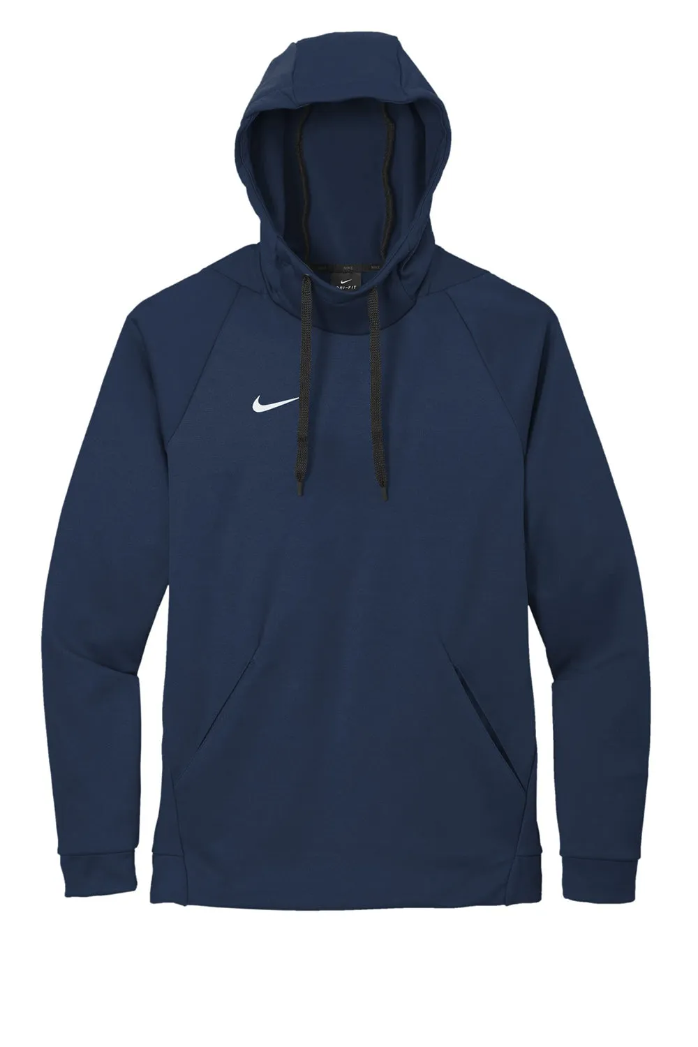 Nike Mens Therma-Fit Moisture Wicking Fleece Hooded Sweatshirt Hoodie w/ Pouch Pocket - Team Navy Blue