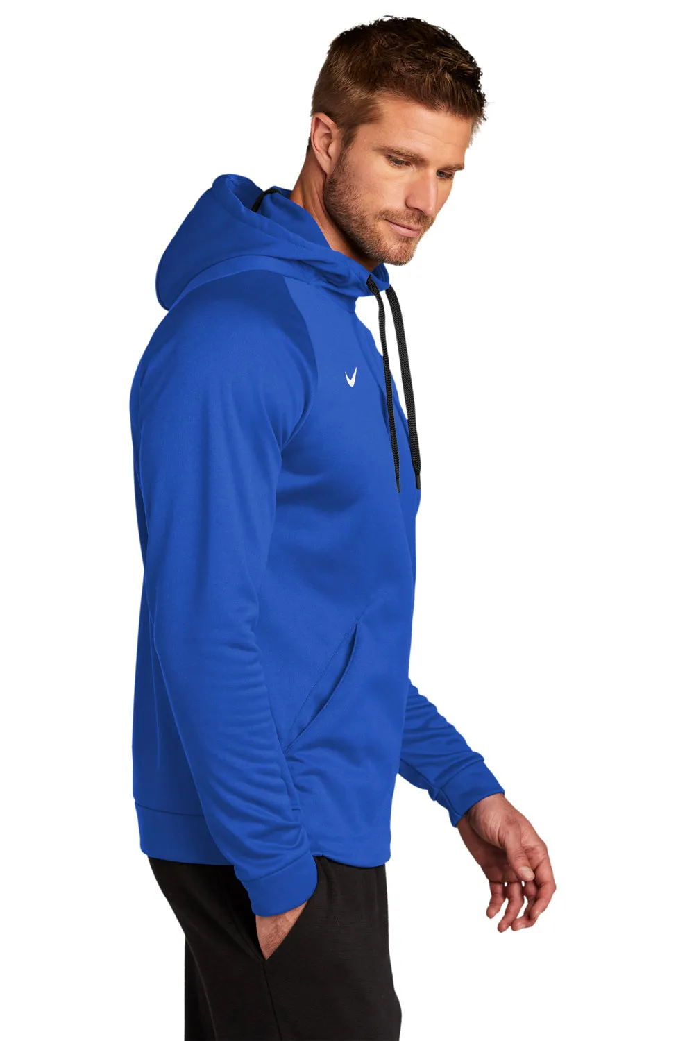 Nike Mens Therma-Fit Moisture Wicking Fleece Hooded Sweatshirt Hoodie w/ Pouch Pocket - Team Royal Blue