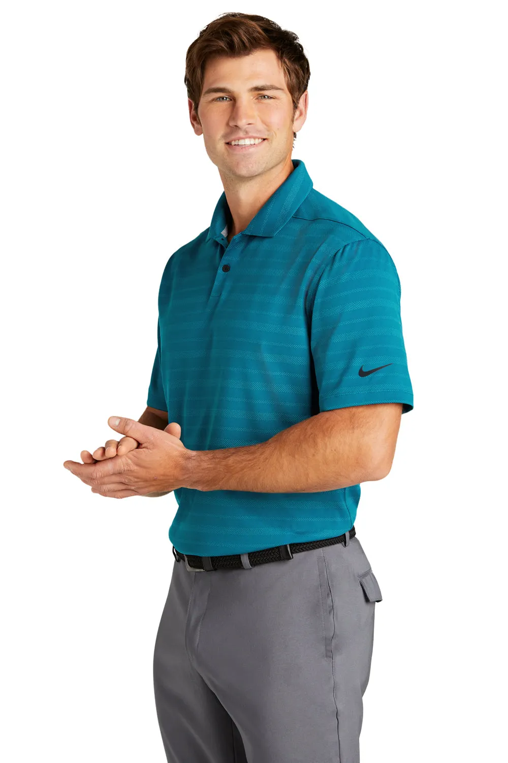 Nike Mens Vapor Jacquard Dri-Fit Moisture Wicking Short Sleeve Polo Shirt - Marina Blue