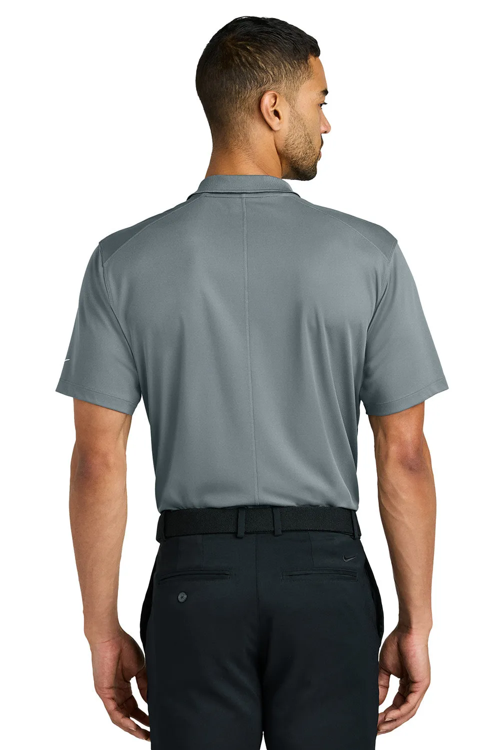 Nike Mens Victory Dri-Fit Moisture Wicking Colorblock Short Sleeve Polo Shirt - Cool Grey/Navy Blue/White