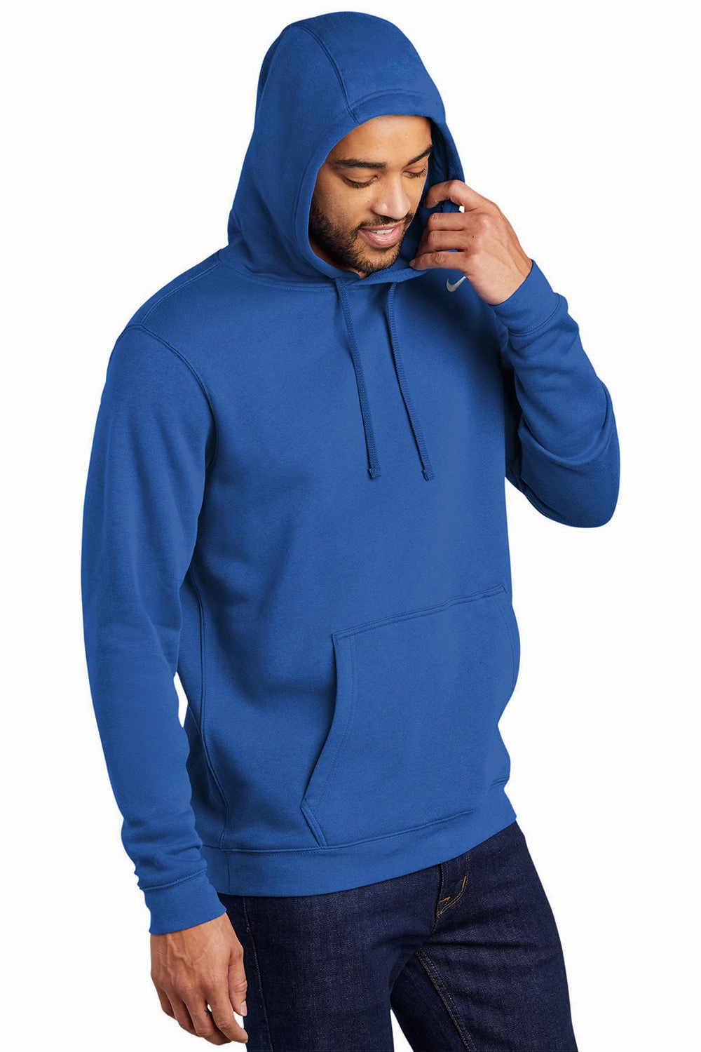 Nike Mens Club Fleece Hooded Sweatshirt Hoodie w/ Pouch Pocket - Royal Blue