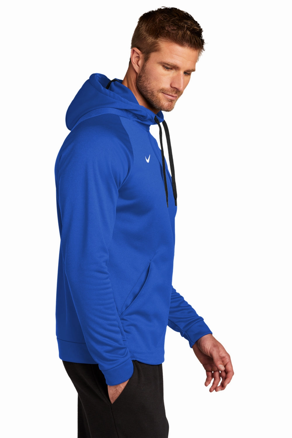 Nike Mens Therma-Fit Moisture Wicking Fleece Hooded Sweatshirt Hoodie w/ Pouch Pocket - Team Royal Blue