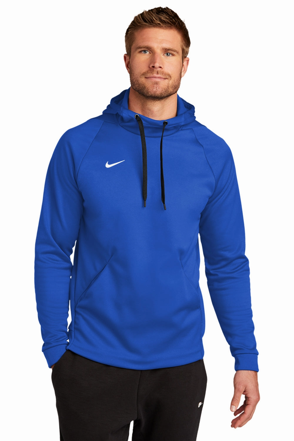 Nike Mens Therma-Fit Moisture Wicking Fleece Hooded Sweatshirt Hoodie w/ Pouch Pocket - Team Royal Blue