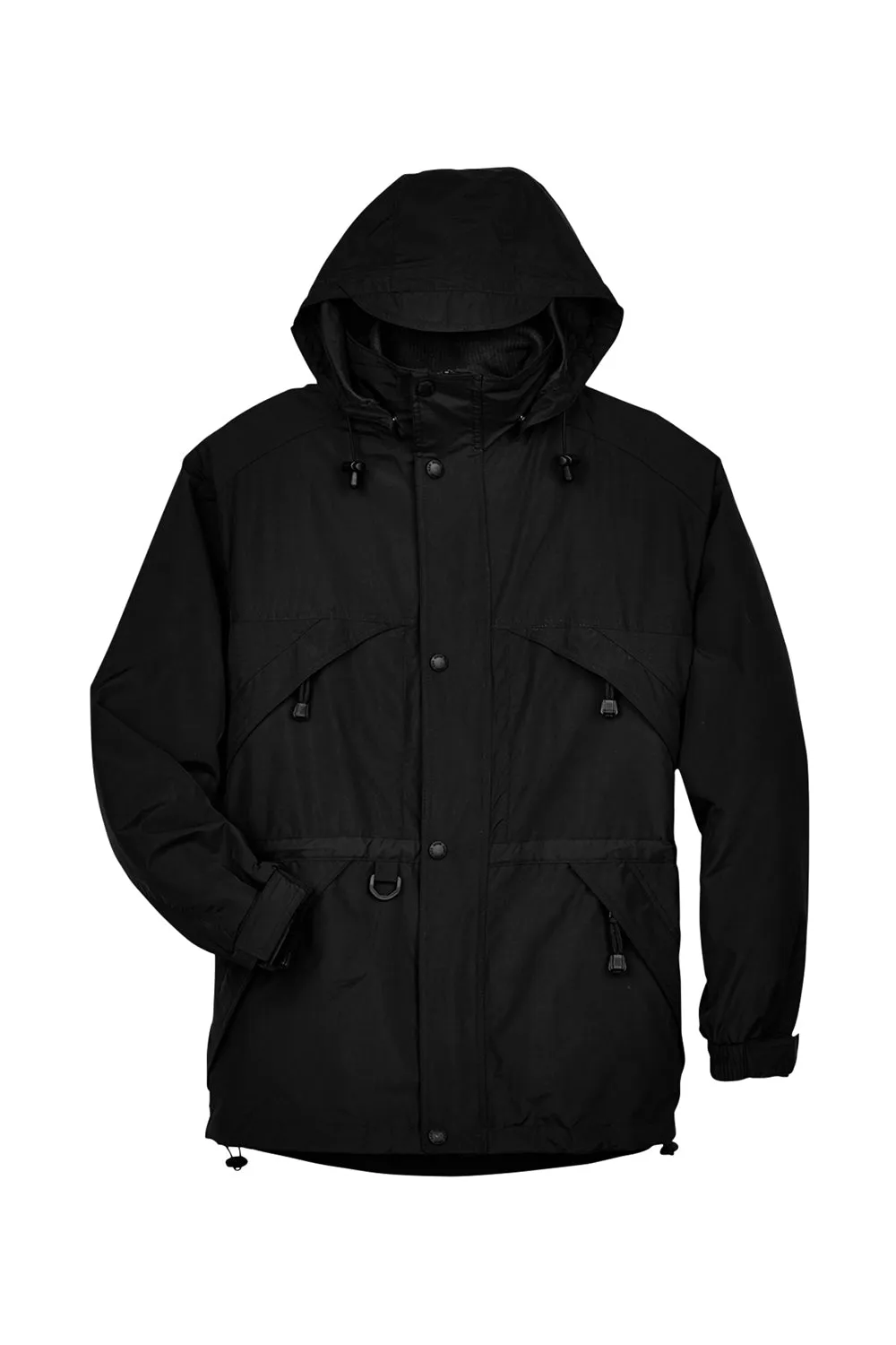 North End Mens 3-in-1 Water Resistant Full Zip Hooded Jacket - Black