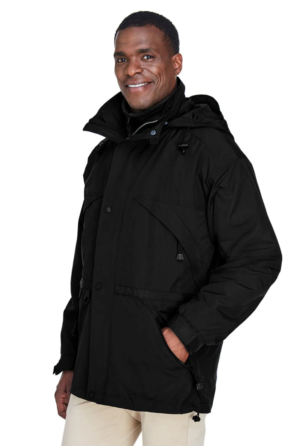 North End Mens 3-in-1 Water Resistant Full Zip Hooded Jacket - Black