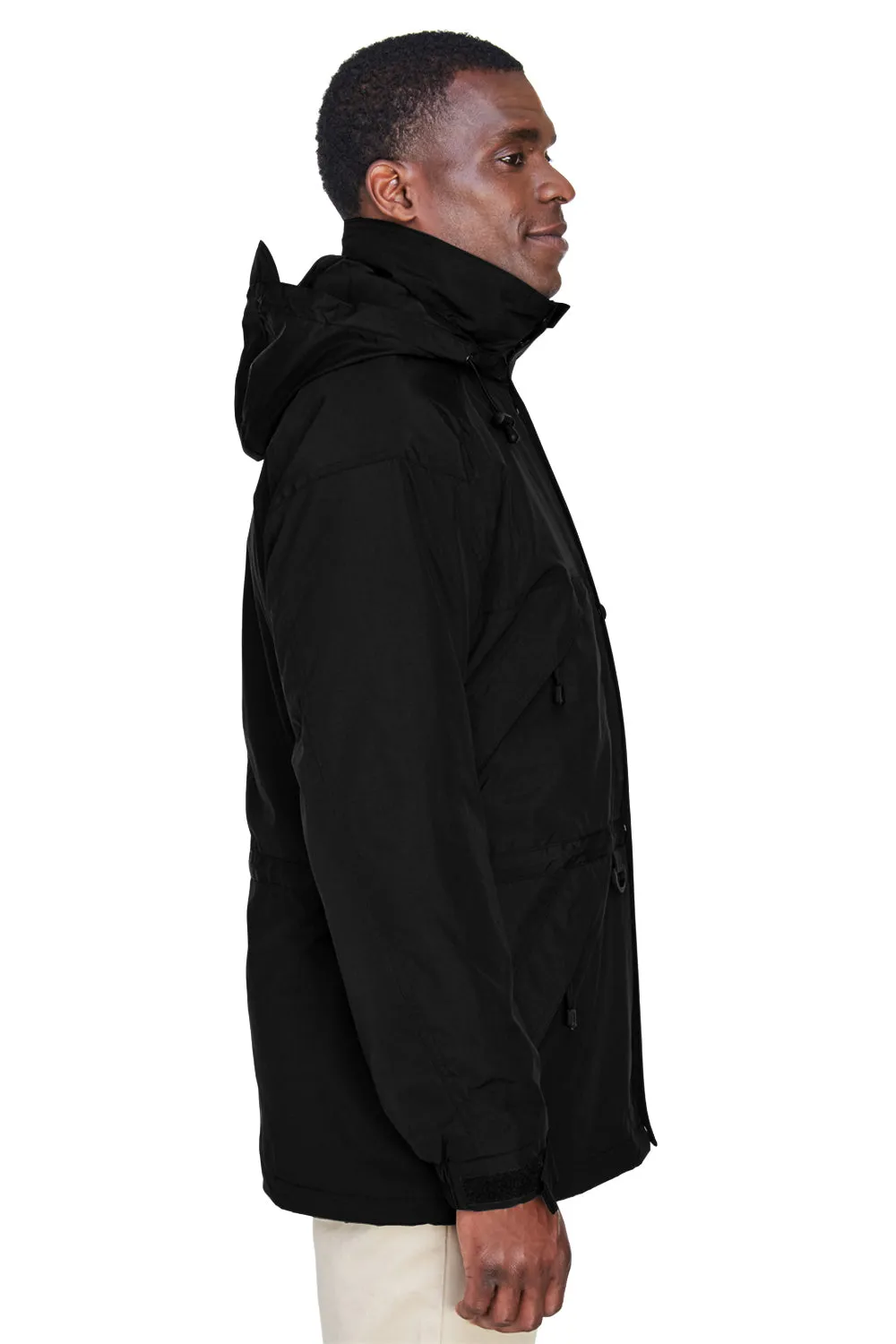North End Mens 3-in-1 Water Resistant Full Zip Hooded Jacket - Black