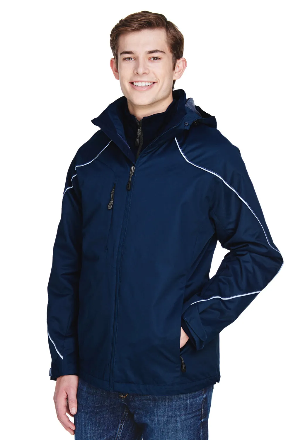 North End Mens Angle 3-in-1 Water Resistant Full Zip Hooded Jacket - Night Blue