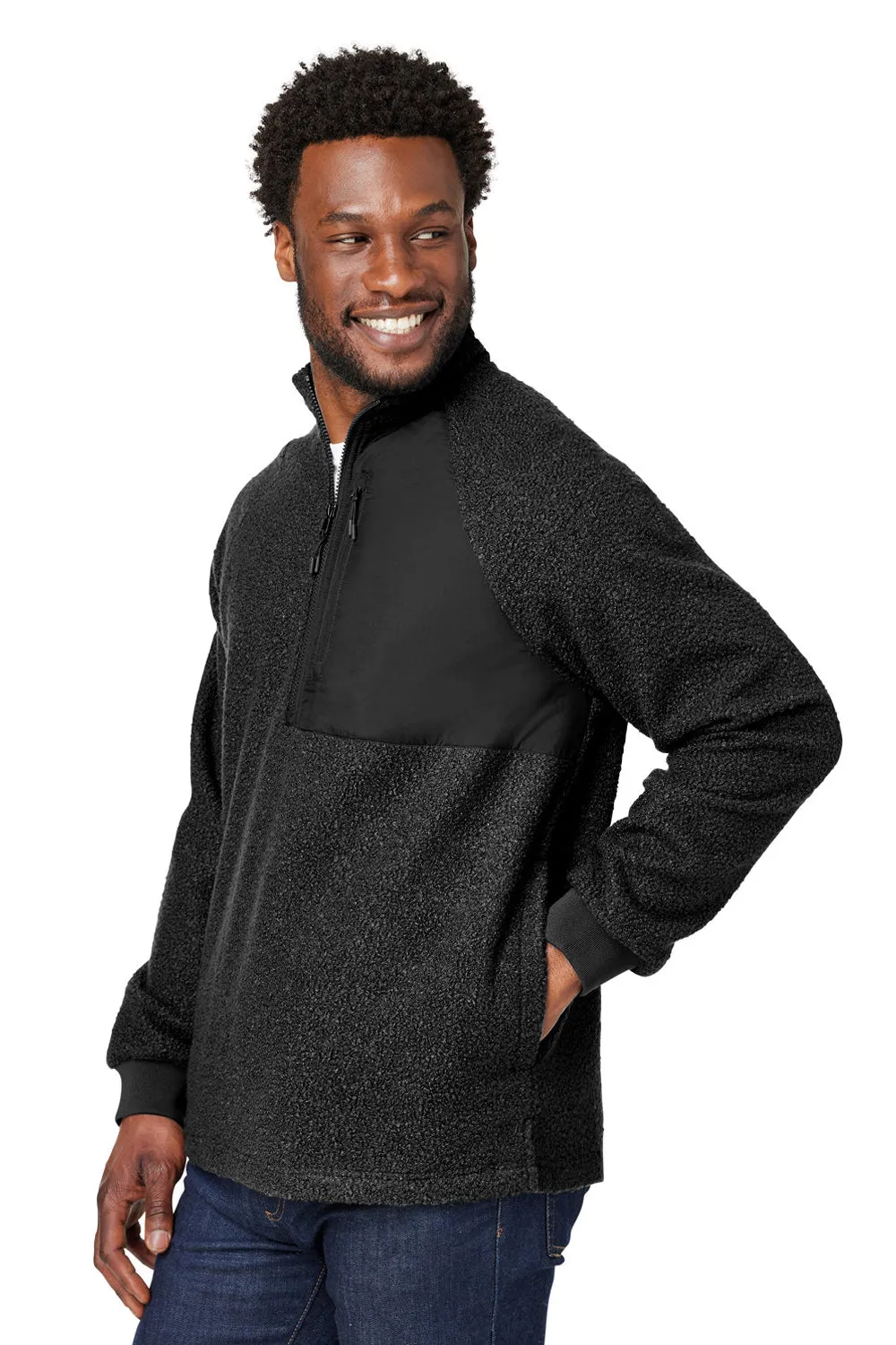 North End Mens Aura Sweater Fleece 1/4 Zip Sweatshirt w/ Pockets - Black