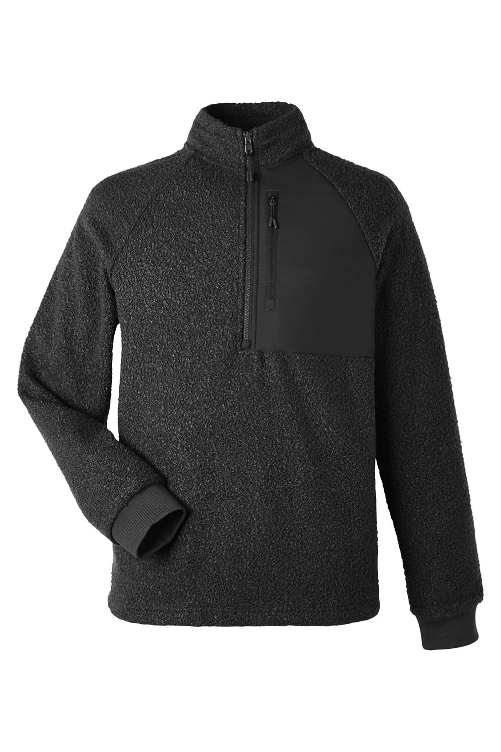 North End Mens Aura Sweater Fleece 1/4 Zip Sweatshirt w/ Pockets - Black