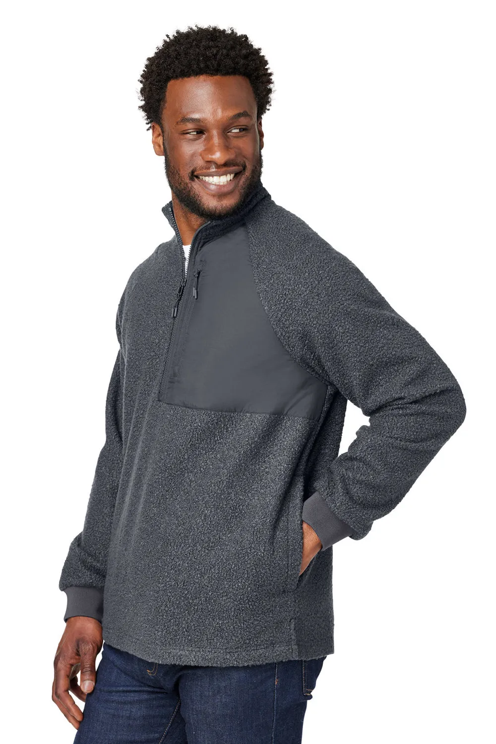 North End Mens Aura Sweater Fleece 1/4 Zip Sweatshirt w/ Pockets - Carbon Grey