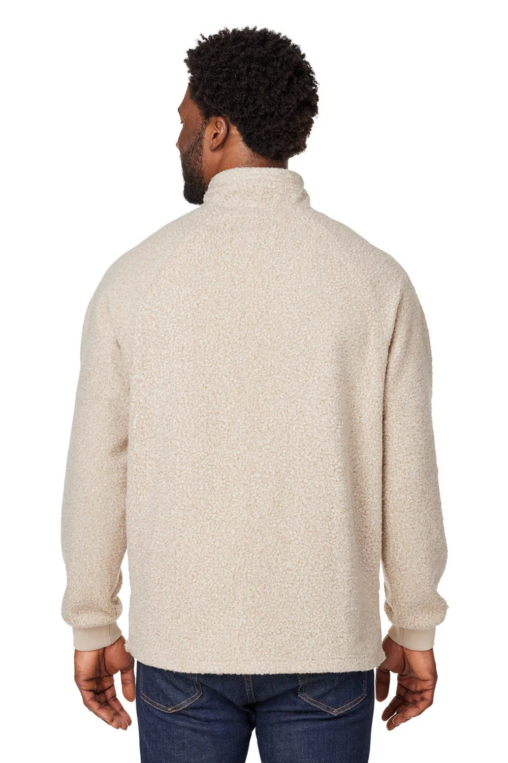 North End Mens Aura Sweater Fleece 1/4 Zip Sweatshirt w/ Pockets - Heather Oatmeal/Teak