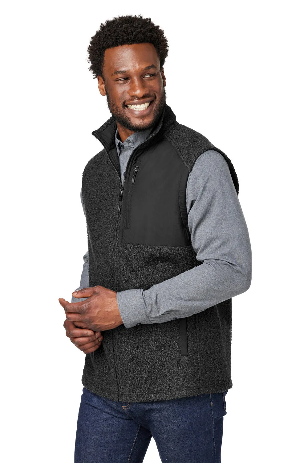 North End Mens Aura Sweater Fleece Full Zip Vest - Black