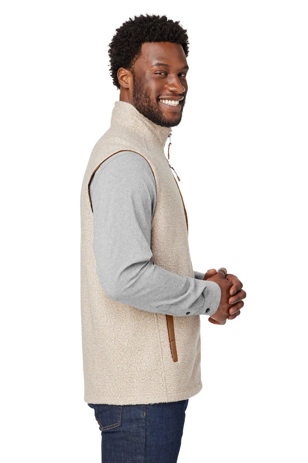 North End Mens Aura Sweater Fleece Full Zip Vest - Heather Oatmeal/Teak