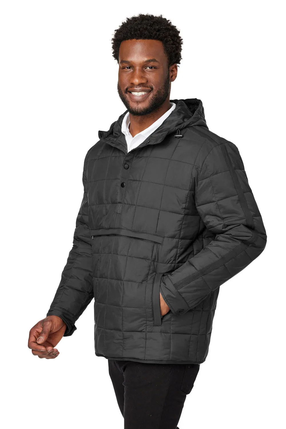 North End Mens Aura Water Resistant Packable Hooded Anorak Jacket - Black