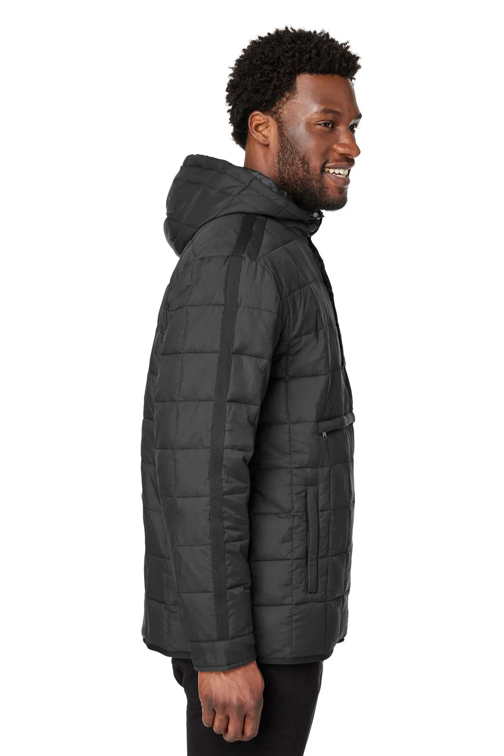 North End Mens Aura Water Resistant Packable Hooded Anorak Jacket - Black