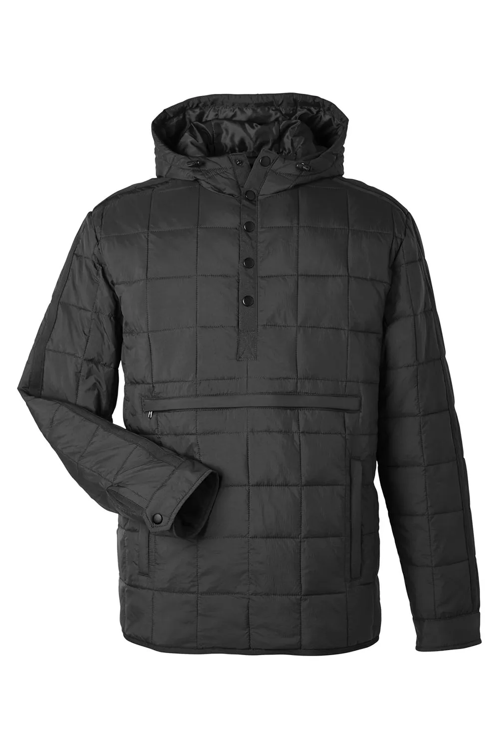 North End Mens Aura Water Resistant Packable Hooded Anorak Jacket - Black