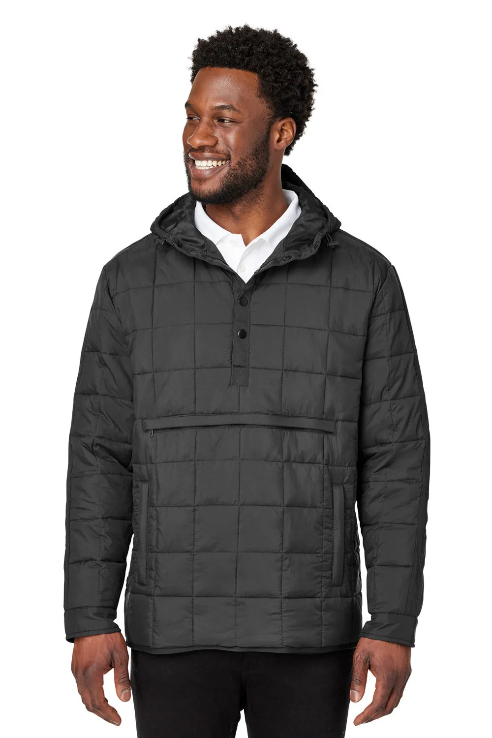 North End Mens Aura Water Resistant Packable Hooded Anorak Jacket - Black