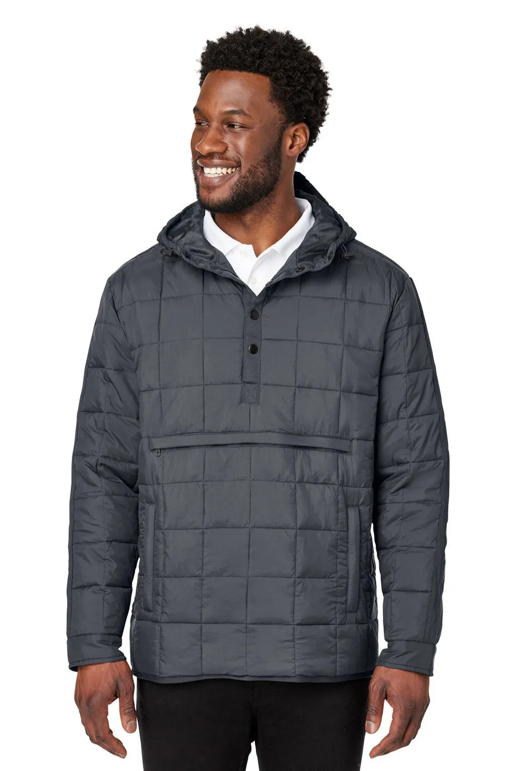 North End Mens Aura Water Resistant Packable Hooded Anorak Jacket - Carbon Grey