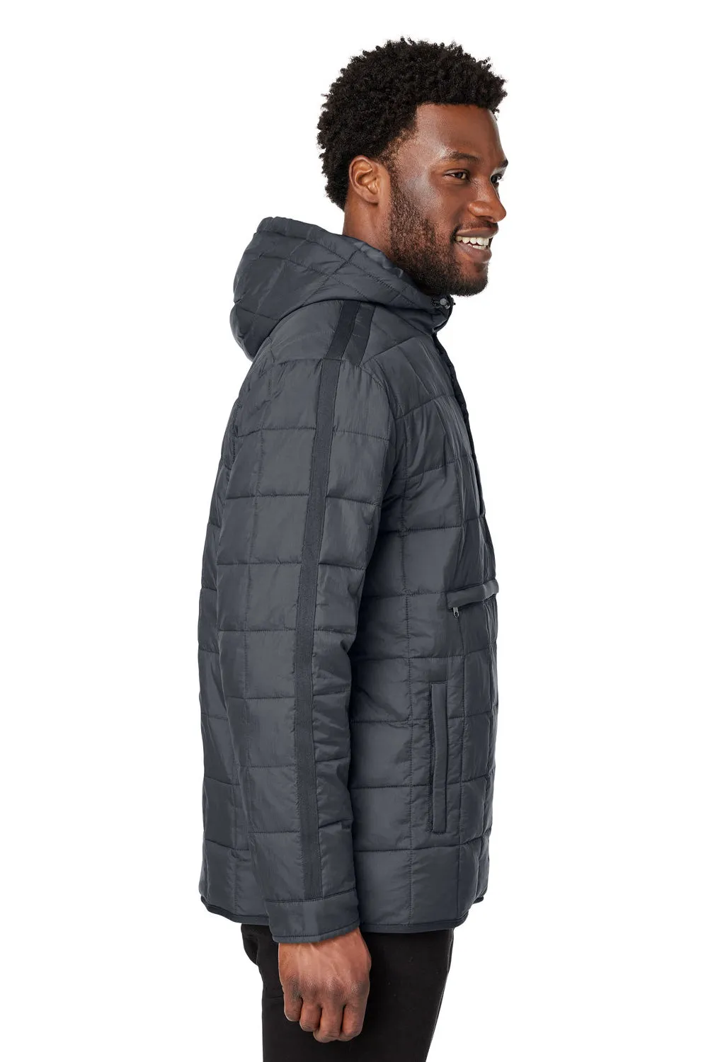 North End Mens Aura Water Resistant Packable Hooded Anorak Jacket - Carbon Grey