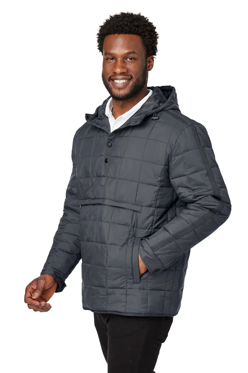 North End Mens Aura Water Resistant Packable Hooded Anorak Jacket - Carbon Grey