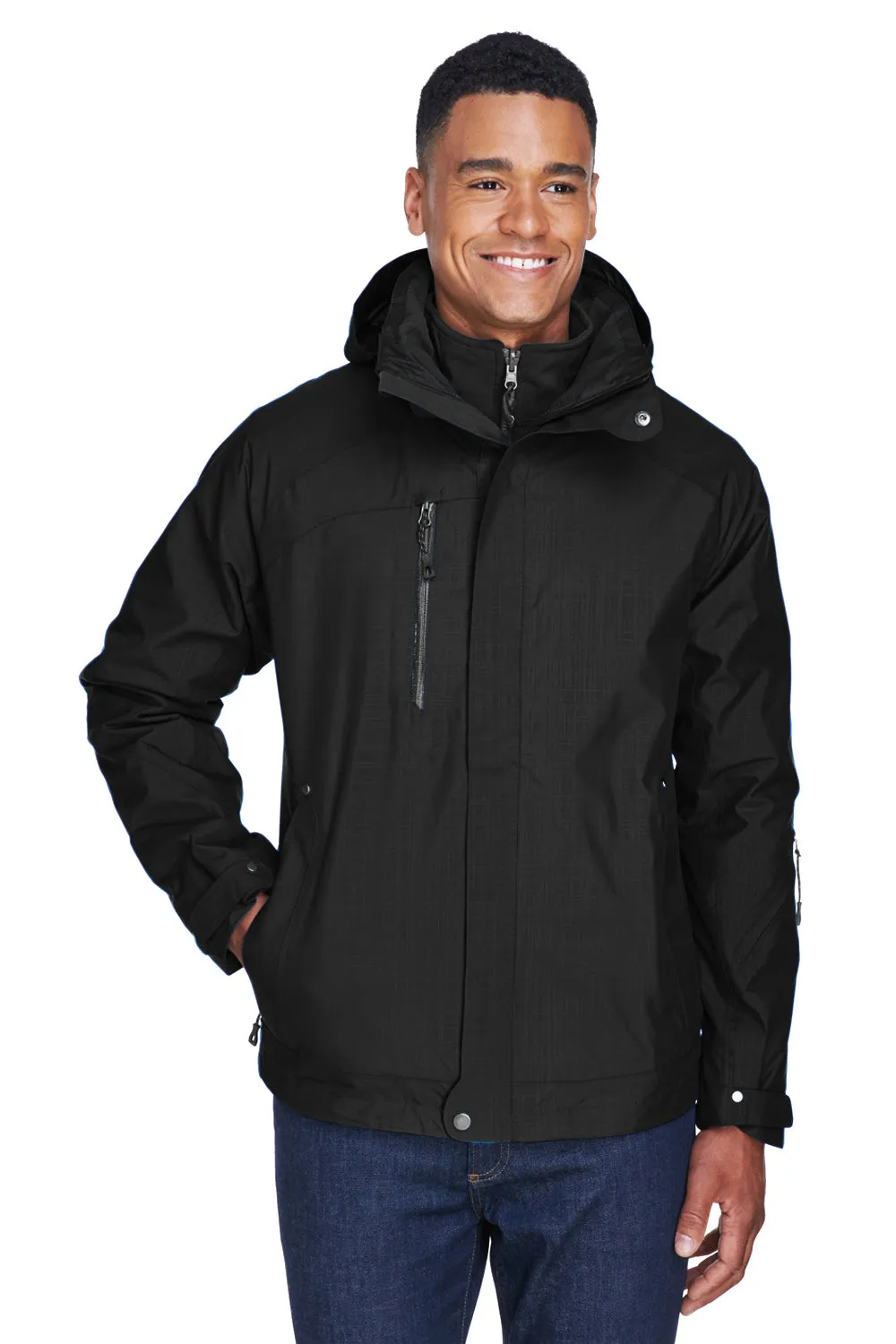 North End Mens Caprice 3-in-1 Waterproof Full Zip Hooded Jacket - Black