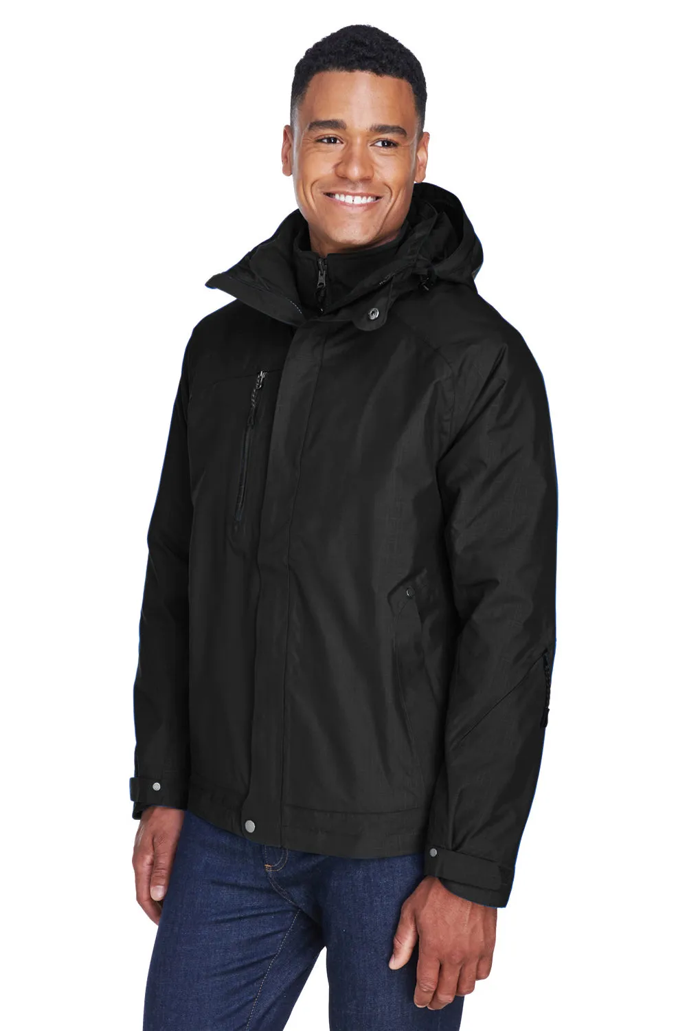 North End Mens Caprice 3-in-1 Waterproof Full Zip Hooded Jacket - Black