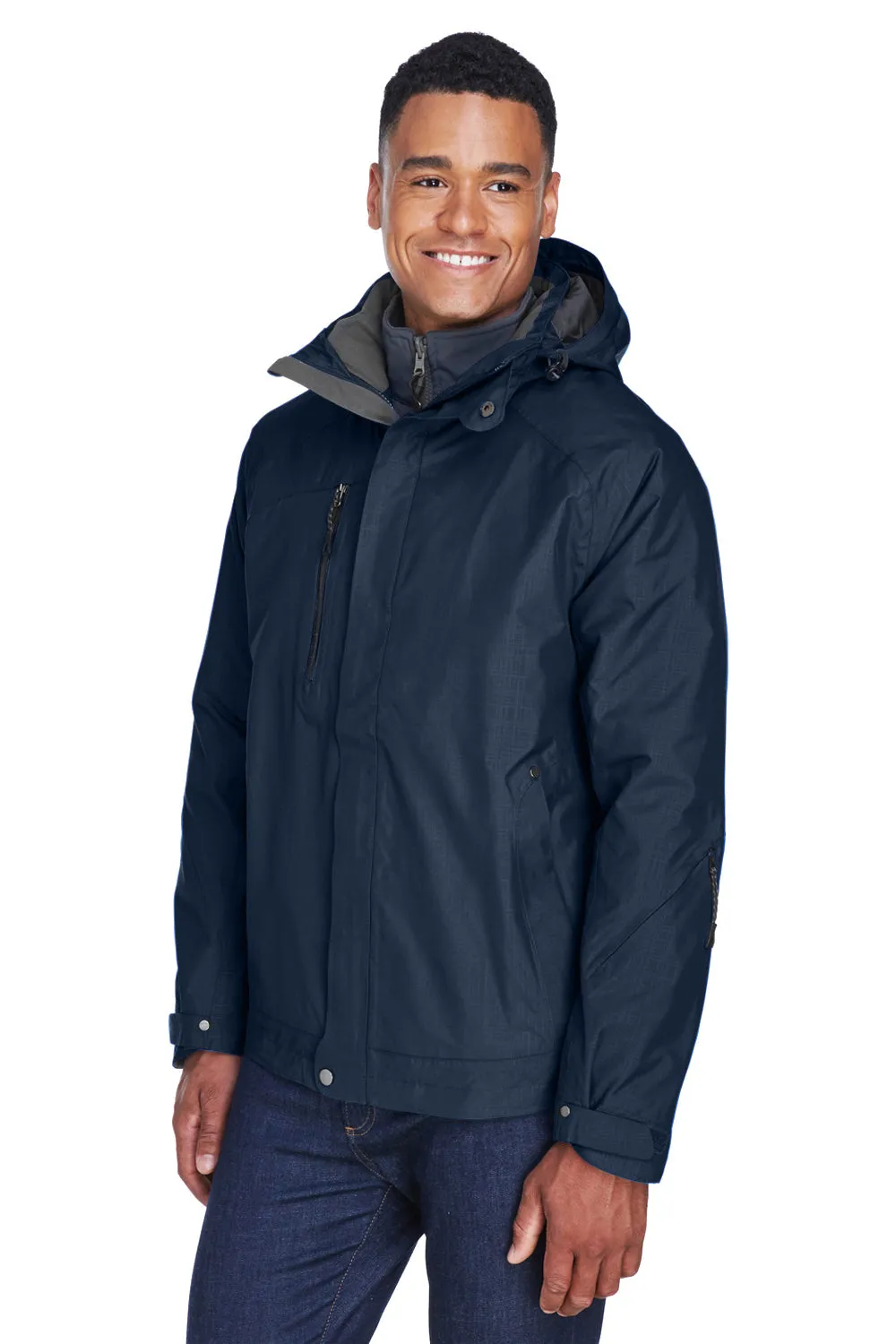 North End Mens Caprice 3-in-1 Waterproof Full Zip Hooded Jacket - Classic Navy Blue